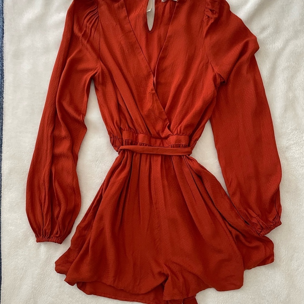 Urban Outfitters Terracotta Rust Orange Long Sleeve Romper NWT